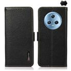 For Honor Magic5 KHAZNEH Side-Magnetic Litchi Genuine Leather RFID Phone Case(Black) - 1