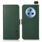 For Honor Magic5 KHAZNEH Side-Magnetic Litchi Genuine Leather RFID Phone Case(Green) - 1