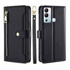 For Infinix Hot 12i Sheep Texture Cross-body Zipper Wallet Leather Phone Case(Black) - 1