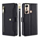 For Infinix Hot 20i Sheep Texture Cross-body Zipper Wallet Leather Phone Case(Black) - 1