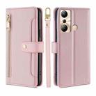 For Infinix Hot 20i Sheep Texture Cross-body Zipper Wallet Leather Phone Case(Pink) - 1