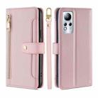 For Infinix Note 11 Sheep Texture Cross-body Zipper Wallet Leather Phone Case(Pink) - 1