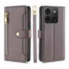 For Infinix Smart 7 Sheep Texture Cross-body Zipper Wallet Leather Phone Case(Grey) - 1