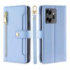 For Infinix Zero 20 Sheep Texture Cross-body Zipper Wallet Leather Phone Case(Blue) - 1