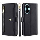 For Tecno Camon 19 / 19 Pro Sheep Texture Cross-body Zipper Wallet Leather Phone Case(Black) - 1