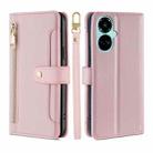 For Tecno Camon 19 / 19 Pro Sheep Texture Cross-body Zipper Wallet Leather Phone Case(Pink) - 1