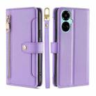 For Tecno Camon 19 / 19 Pro Sheep Texture Cross-body Zipper Wallet Leather Phone Case(Purple) - 1