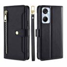 For Tecno Pop 6 Pro Sheep Texture Cross-body Zipper Wallet Leather Phone Case(Black) - 1