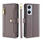 For Tecno Pop 6 Pro Sheep Texture Cross-body Zipper Wallet Leather Phone Case(Grey) - 1