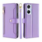 For Tecno Pop 6 Pro Sheep Texture Cross-body Zipper Wallet Leather Phone Case(Purple) - 1