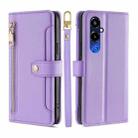 For Tecno Pova 4 Pro Sheep Texture Cross-body Zipper Wallet Leather Phone Case(Purple) - 1