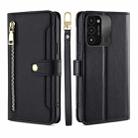 For Tecno Spark 8C Sheep Texture Cross-body Zipper Wallet Leather Phone Case(Black) - 1