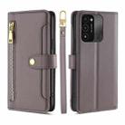 For Tecno Spark 8C Sheep Texture Cross-body Zipper Wallet Leather Phone Case(Grey) - 1