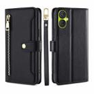 For Tecno Spark 9 Sheep Texture Cross-body Zipper Wallet Leather Phone Case(Black) - 1