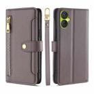 For Tecno Spark 9 Sheep Texture Cross-body Zipper Wallet Leather Phone Case(Grey) - 1