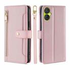 For Tecno Spark 9 Sheep Texture Cross-body Zipper Wallet Leather Phone Case(Pink) - 1