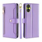 For Tecno Spark 9 Sheep Texture Cross-body Zipper Wallet Leather Phone Case(Purple) - 1
