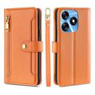 For Tecno Spark 10 4G Sheep Texture Cross-body Zipper Wallet Leather Phone Case(Orange) - 1