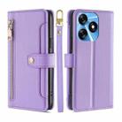 For Tecno Spark 10 4G Sheep Texture Cross-body Zipper Wallet Leather Phone Case(Purple) - 1