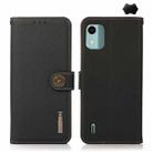 For Nokia C12 4G KHAZNEH Custer Genuine Leather RFID Phone Case(Black) - 1
