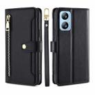 For Blackview A52 Sheep Texture Cross-body Zipper Wallet Leather Phone Case(Black) - 1