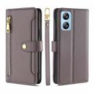 For Blackview A52 Sheep Texture Cross-body Zipper Wallet Leather Phone Case(Grey) - 1