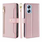 For Blackview A52 Sheep Texture Cross-body Zipper Wallet Leather Phone Case(Pink) - 1