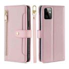 For Motorola Moto G Power 2023 Sheep Texture Cross-body Zipper Wallet Leather Phone Case(Pink) - 1