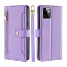 For Motorola Moto G Power 2023 Sheep Texture Cross-body Zipper Wallet Leather Phone Case(Purple) - 1