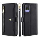 For TCL 403 Sheep Texture Cross-body Zipper Wallet Leather Phone Case(Black) - 1