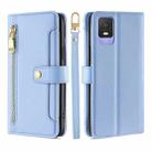 For TCL 403 Sheep Texture Cross-body Zipper Wallet Leather Phone Case(Blue) - 1