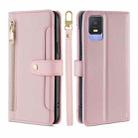 For TCL 403 Sheep Texture Cross-body Zipper Wallet Leather Phone Case(Pink) - 1