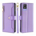 For TCL 403 Sheep Texture Cross-body Zipper Wallet Leather Phone Case(Purple) - 1