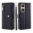 For vivo Y100 5G Sheep Texture Cross-body Zipper Wallet Leather Phone Case(Black) - 1