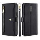 For ZTE Blade A32 Sheep Texture Cross-body Zipper Wallet Leather Phone Case(Black) - 1