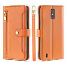 For ZTE Blade A32 Sheep Texture Cross-body Zipper Wallet Leather Phone Case(Orange) - 1