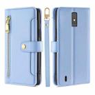 For ZTE Blade A32 Sheep Texture Cross-body Zipper Wallet Leather Phone Case(Blue) - 1