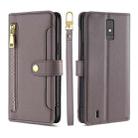 For ZTE Blade A32 Sheep Texture Cross-body Zipper Wallet Leather Phone Case(Grey) - 1