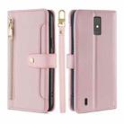 For ZTE Blade A32 Sheep Texture Cross-body Zipper Wallet Leather Phone Case(Pink) - 1