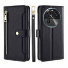 For OPPO Find X6 5G Sheep Texture Cross-body Zipper Wallet Leather Phone Case(Black) - 1