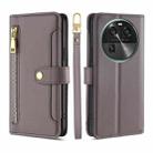For OPPO Find X6 5G Sheep Texture Cross-body Zipper Wallet Leather Phone Case(Grey) - 1
