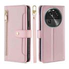 For OPPO Find X6 5G Sheep Texture Cross-body Zipper Wallet Leather Phone Case(Pink) - 1