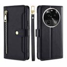 For OPPO Find X6 Pro 5G Sheep Texture Cross-body Zipper Wallet Leather Phone Case(Black) - 1