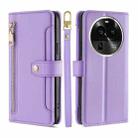 For OPPO Find X6 Pro 5G Sheep Texture Cross-body Zipper Wallet Leather Phone Case(Purple) - 1