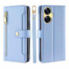 For Realme C55 4G Sheep Texture Cross-body Zipper Wallet Leather Phone Case(Blue) - 1