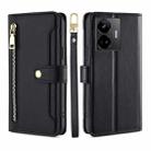 For Realme GT Neo5 Sheep Texture Cross-body Zipper Wallet Leather Phone Case(Black) - 1