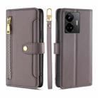 For Realme GT Neo5 Sheep Texture Cross-body Zipper Wallet Leather Phone Case(Grey) - 1