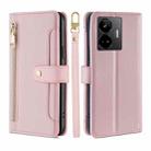 For Realme GT Neo5 Sheep Texture Cross-body Zipper Wallet Leather Phone Case(Pink) - 1