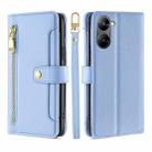 For Realme V30 5G / V30T Sheep Texture Cross-body Zipper Wallet Leather Phone Case(Blue) - 1