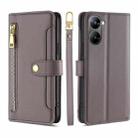 For Realme V30 5G / V30T Sheep Texture Cross-body Zipper Wallet Leather Phone Case(Grey) - 1